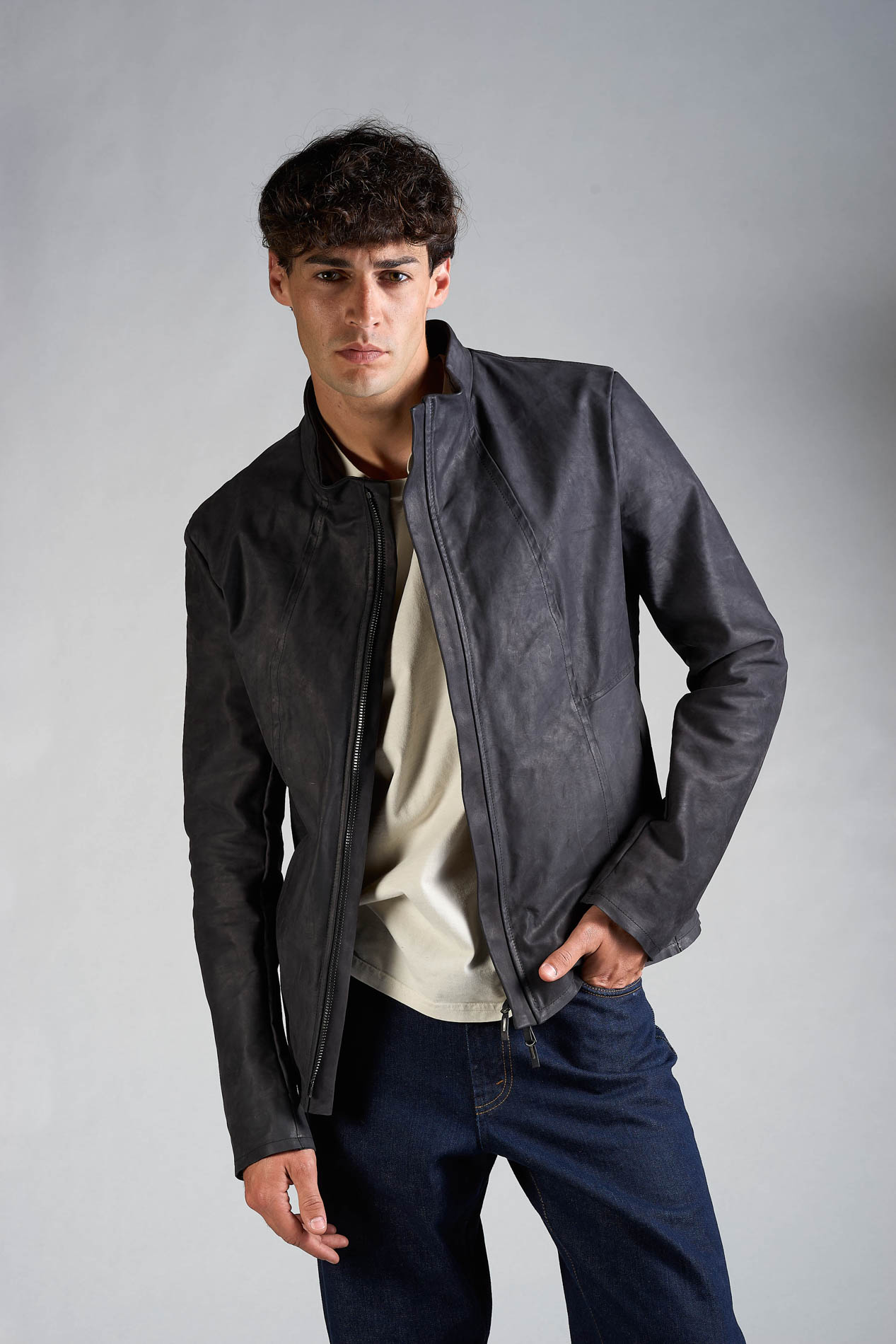 DANIELE BASTA LEATHER AND SILVER JACKET